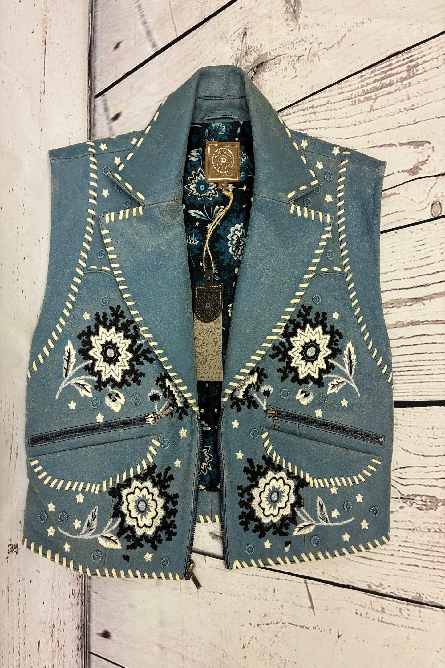 Double D Ranch M NWT Leather Vest