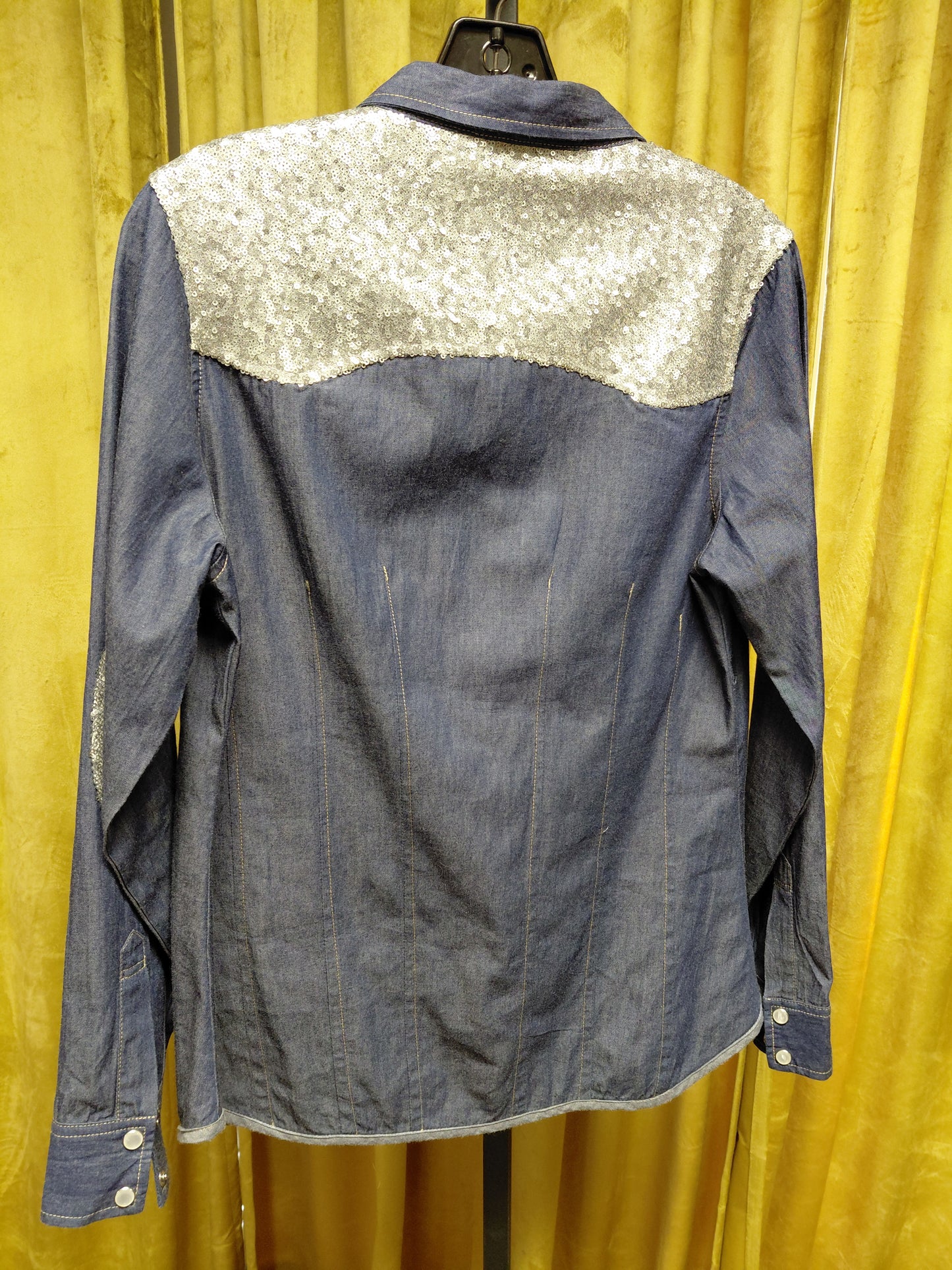 Tasha Palozzi Denim & Sequin Blouse Size S
