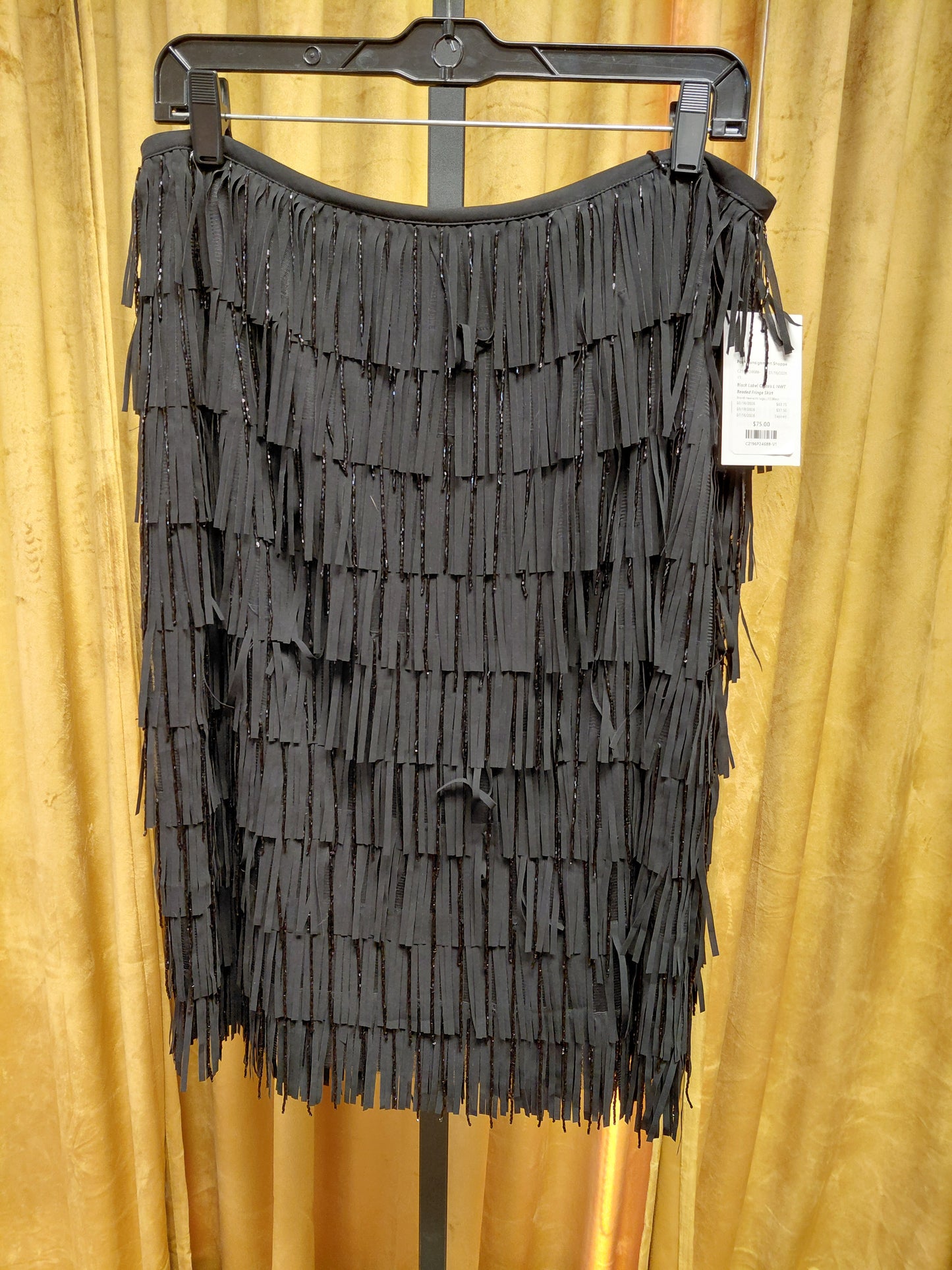 Black Label Chico's L NWT Beaded Fringe Skirt