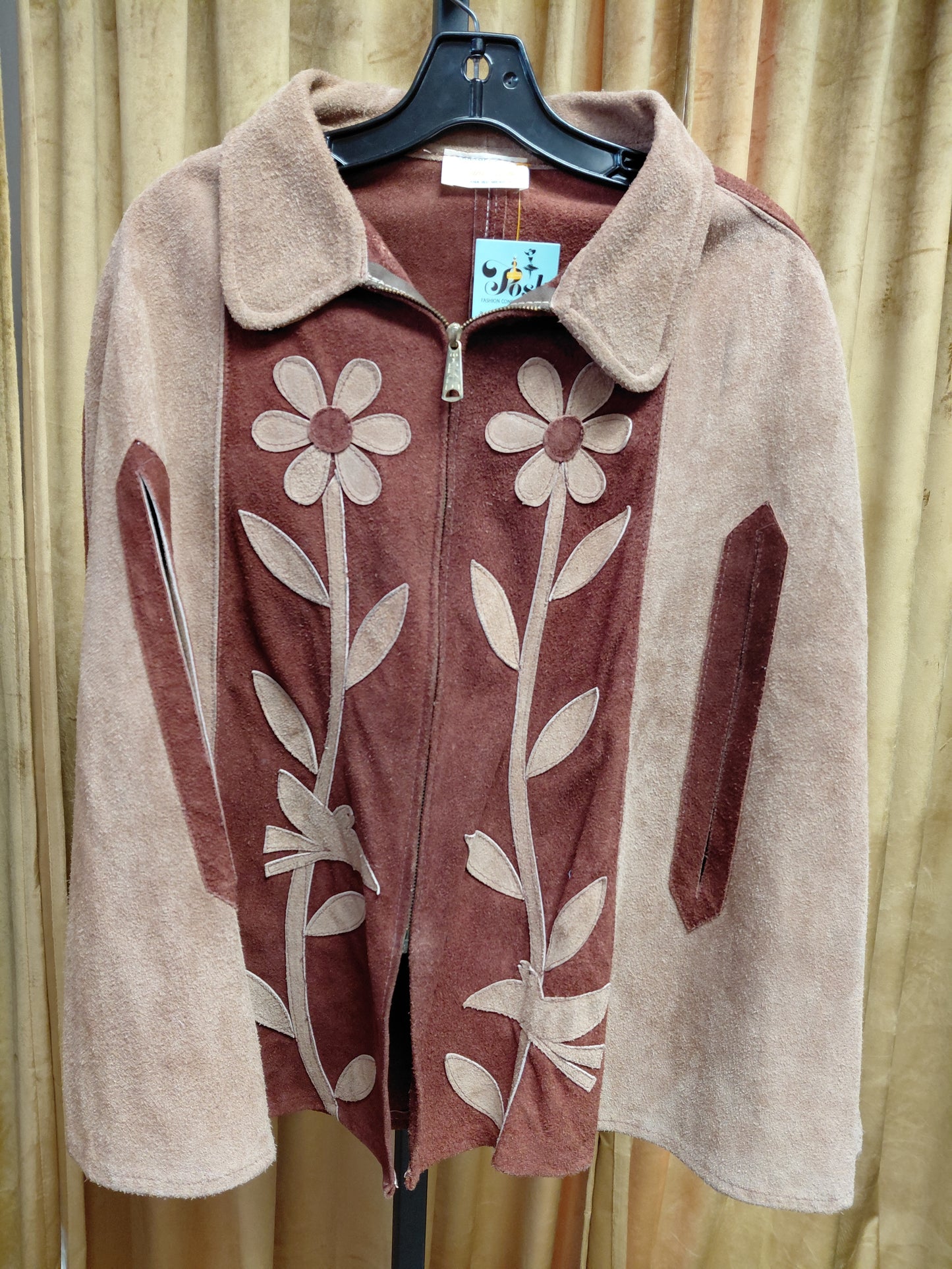 Zip Up Genuine Leather Poncho, Daisy Design