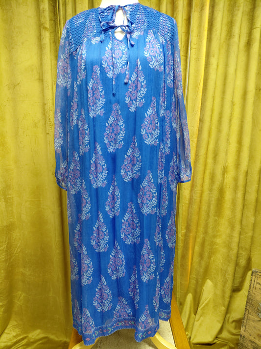 Johnny Was S NWT Floral Sheer Sleeve Dress