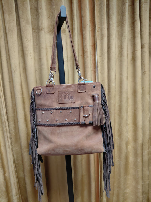 Pure Dixie Fringed Leather Handbag -Retails $275-